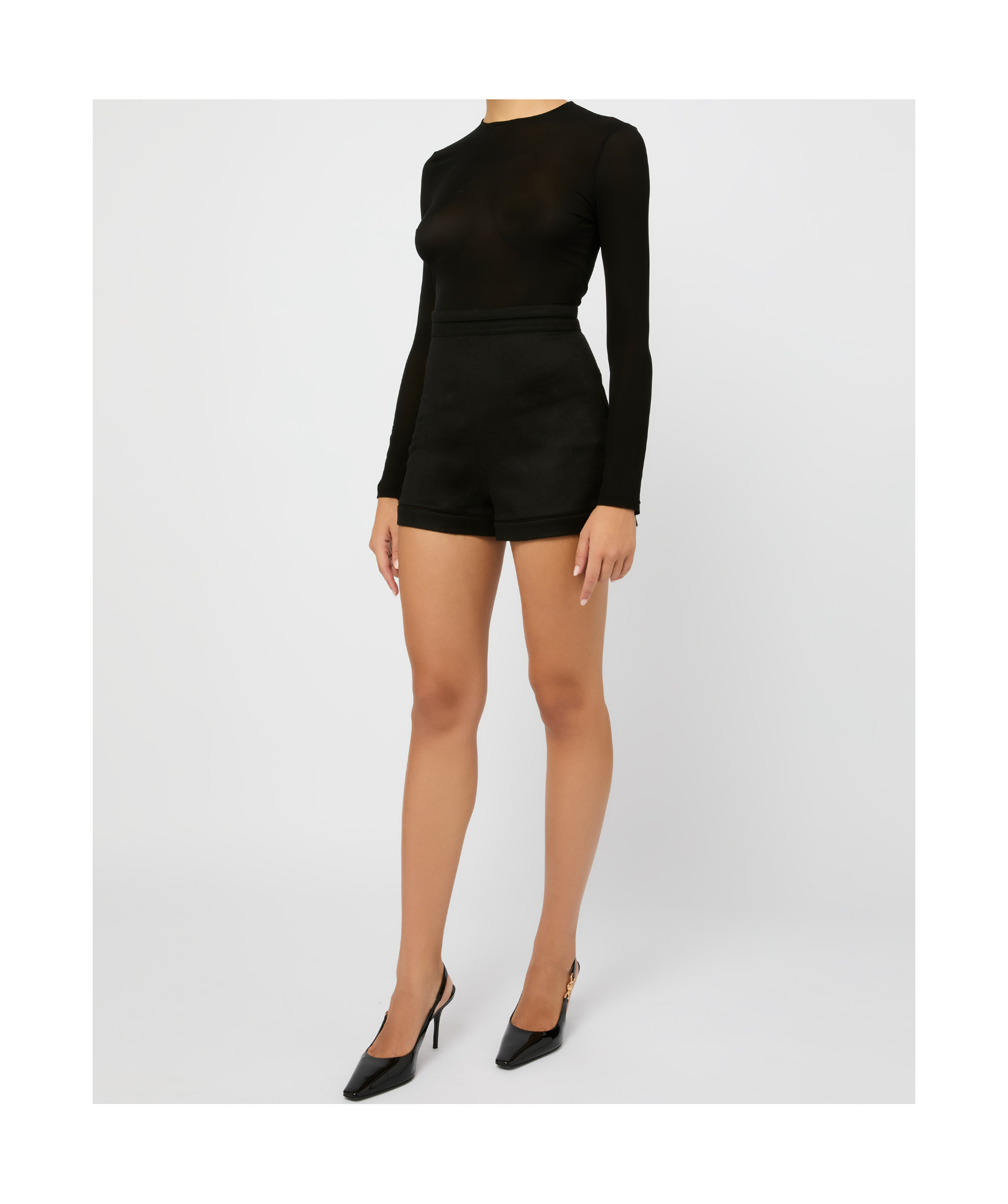 Max Mara Adagio Draped Camel Shorts In Black
