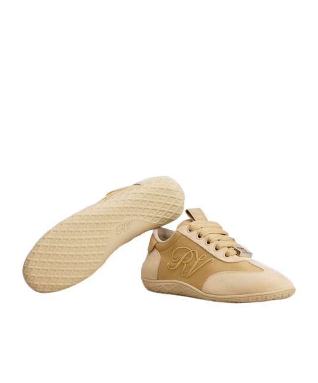 Roger Vivier Viv Low Leather-trimmed Satin Sneakers In Neutral