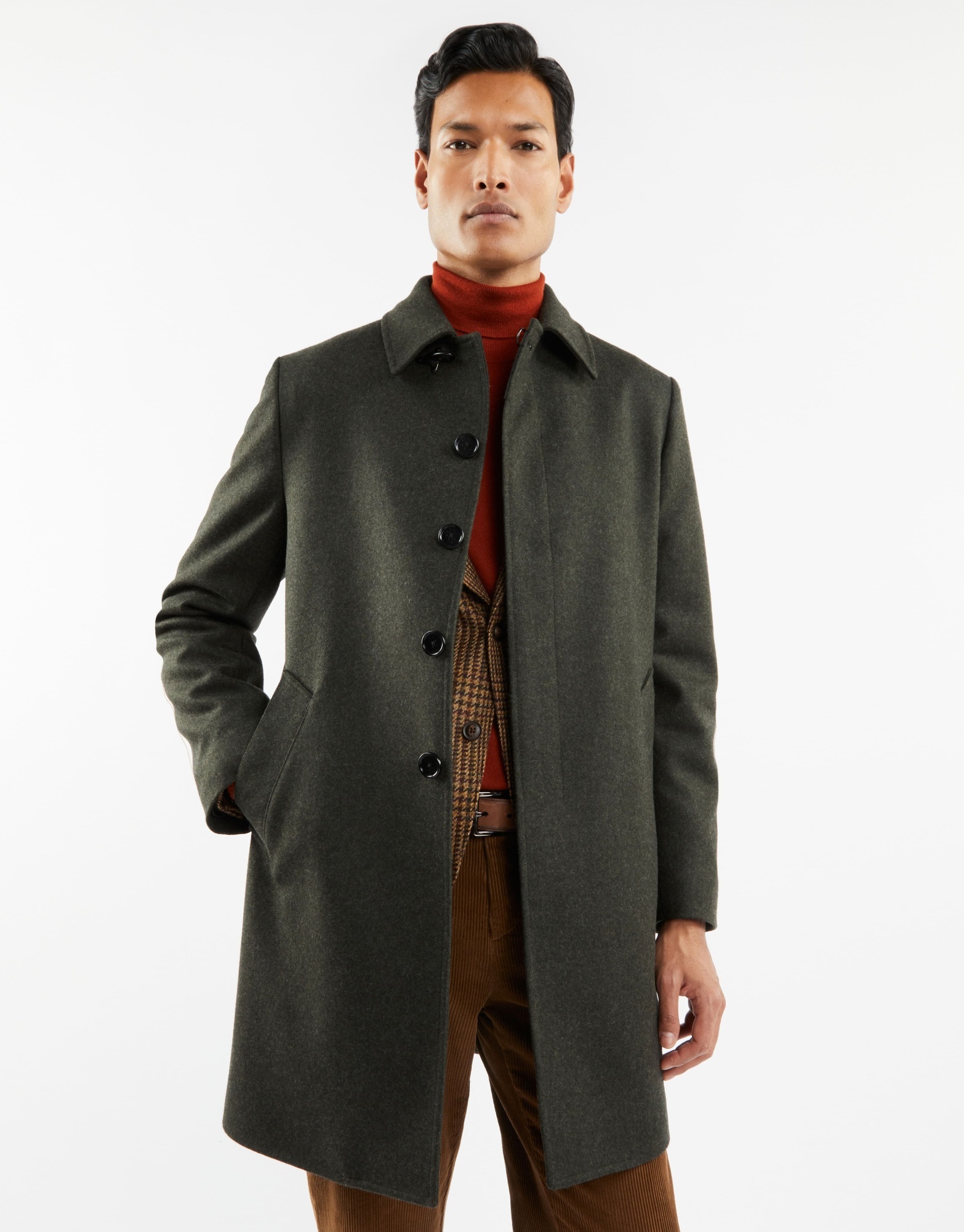 Fay Straight Wool-cashmere Blend Coat With Side Pockets In Black