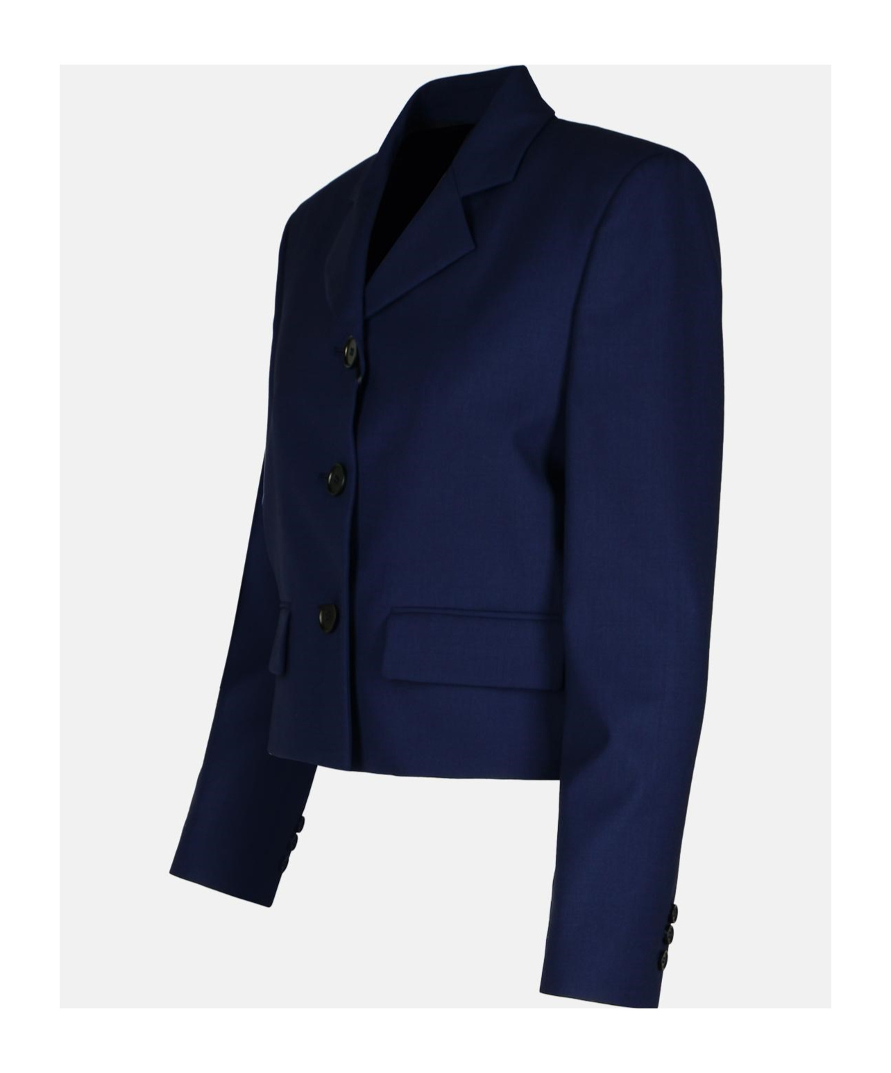 Msgm Wool Crop Blazer Buttoned Cuffs In Black
