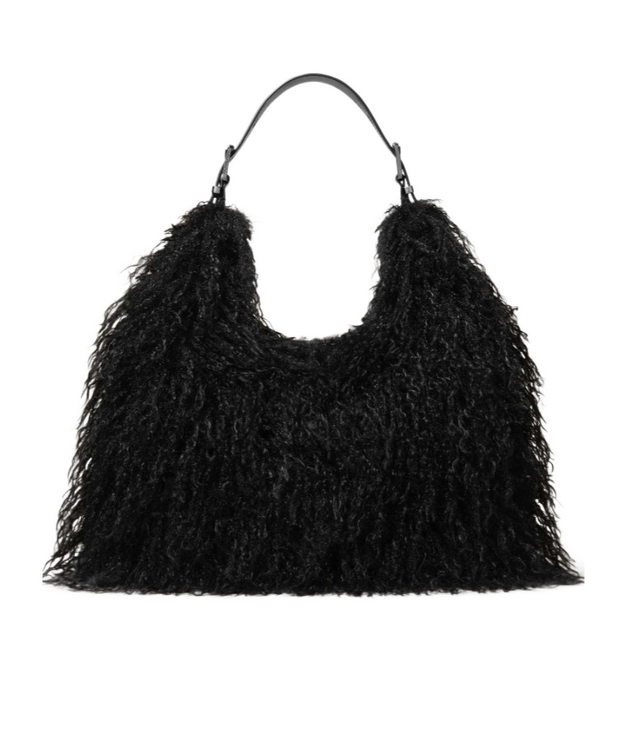 Michael Kors Nolita Large Faux Shearling Hobo Shoulder Bag In Black