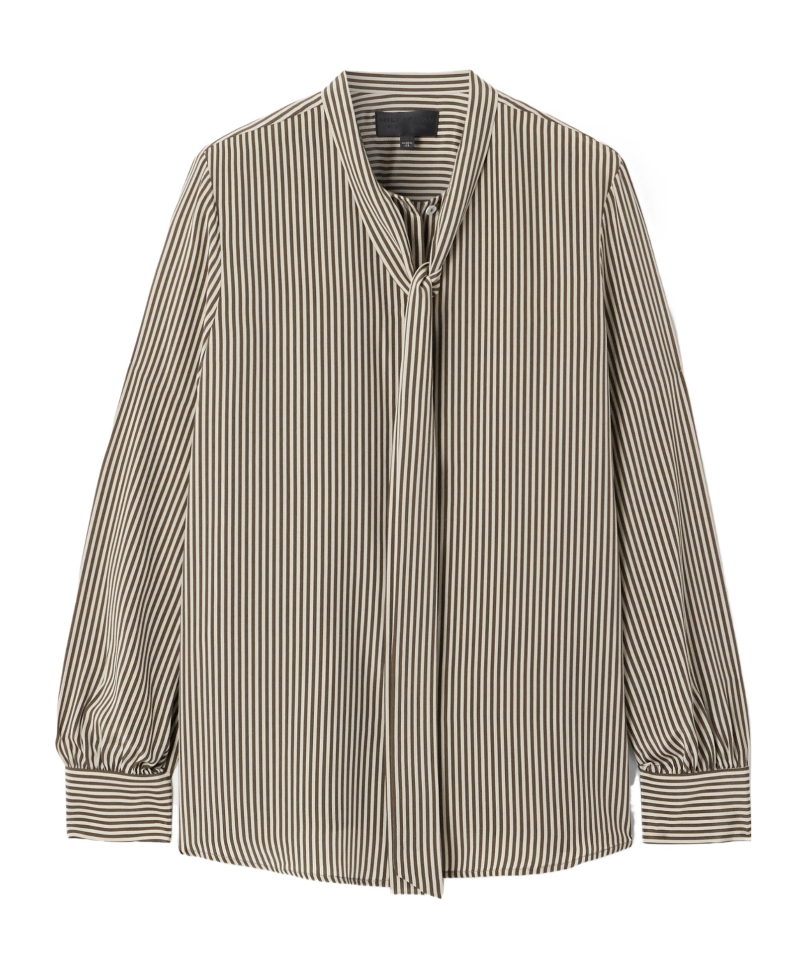 Nili Lotan Irina Tie-neck Striped Silk-crepe Shirt In Gray