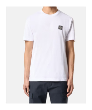 Shop Stone Island Compass-motif T-shirt In White