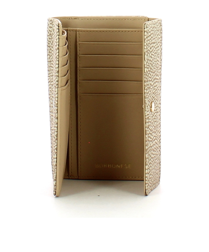 Borbonese Textured Compact Wallet In Sand