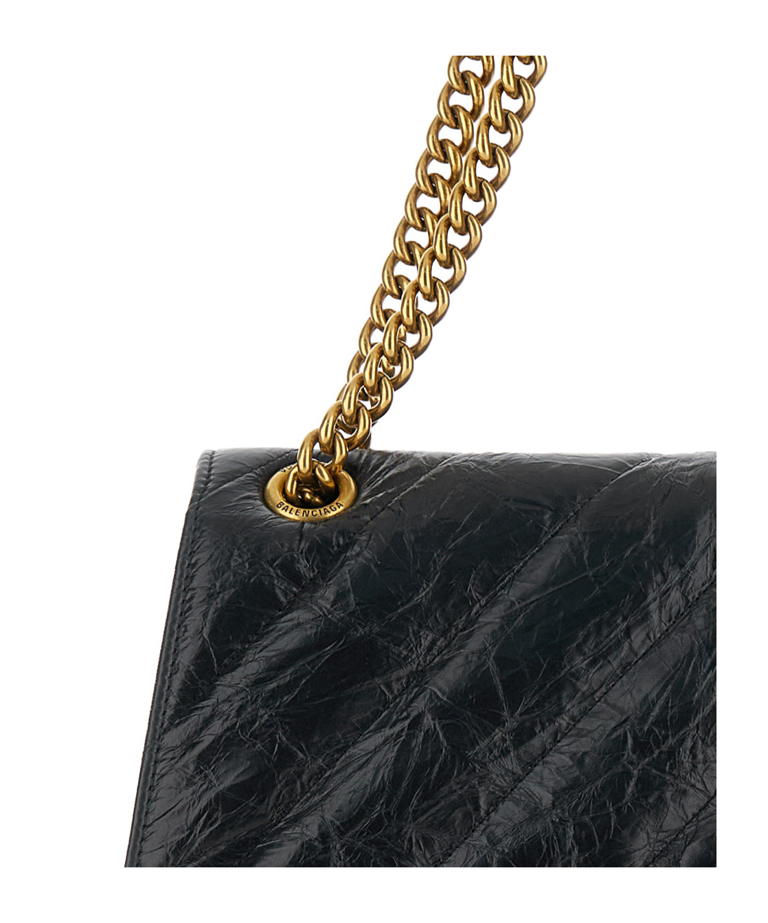 Balenciaga Leather Shoulder Bag With Frontal Monogram In Black