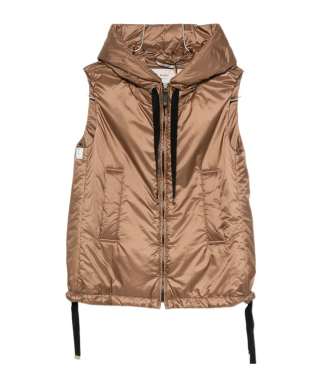Max Mara Hooded Vest In Nude
