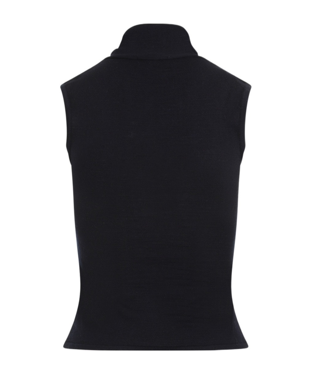 Lemaire Sleeveless Wool Knitted Cardigan In Black