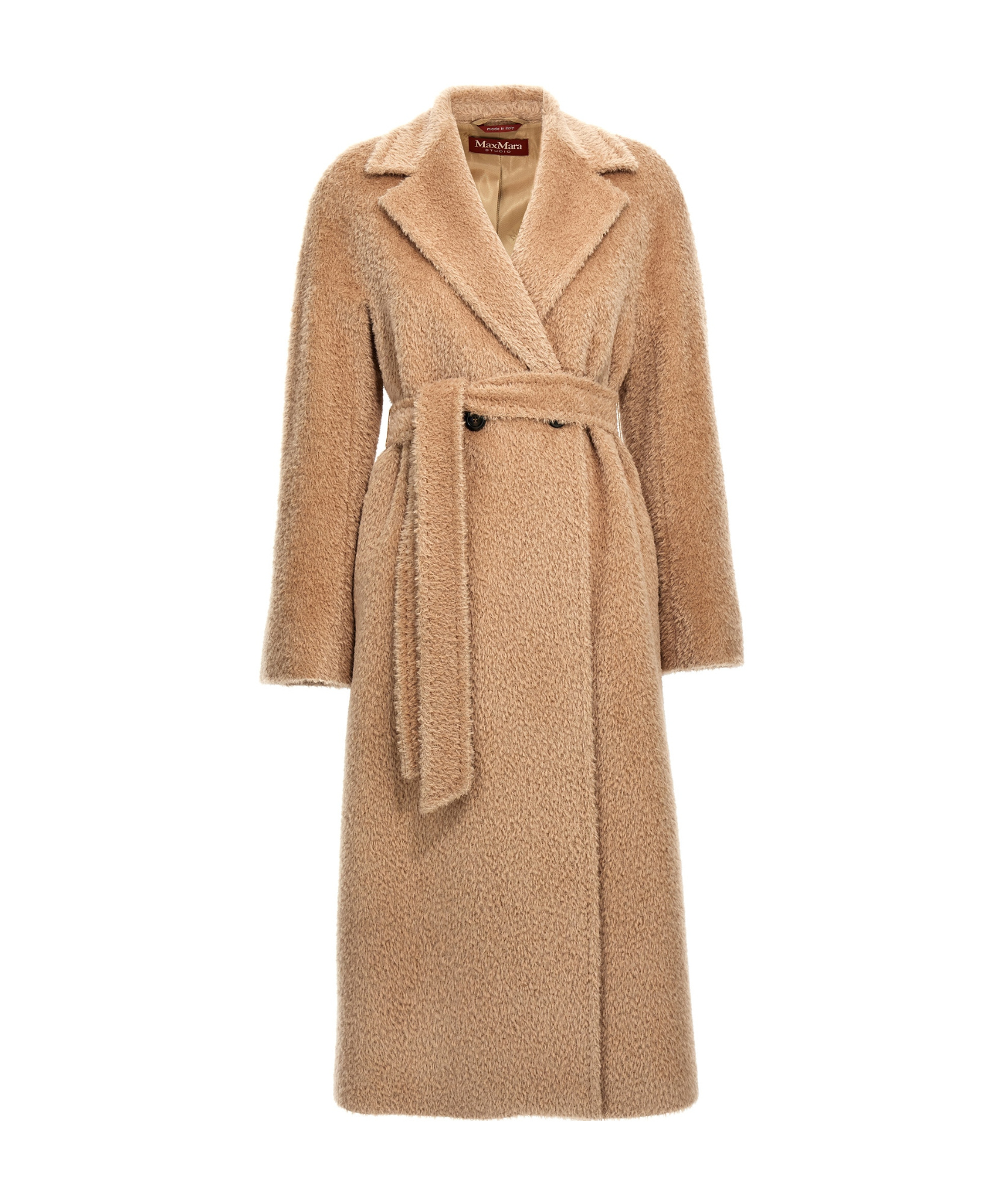 Max Mara Long-sleeved Lapel Coat In Nude