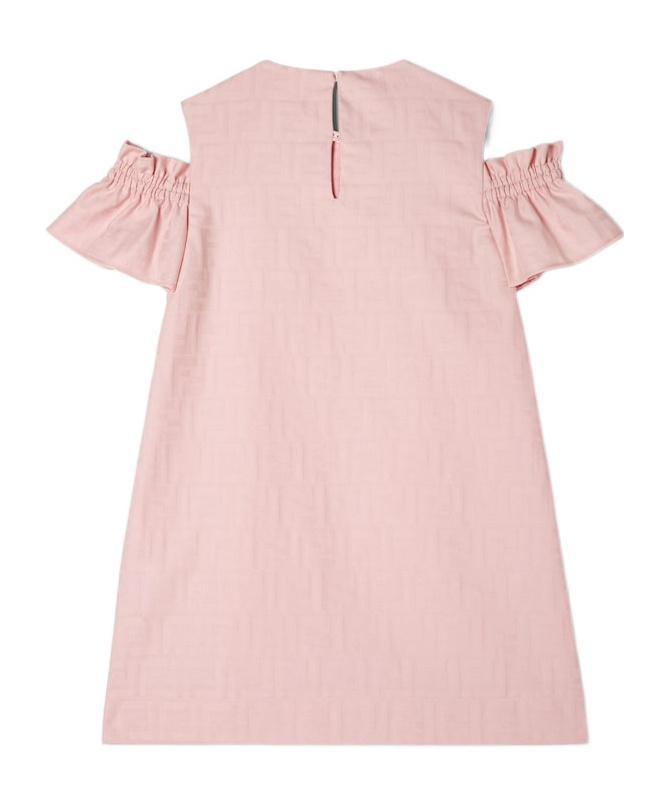Fendi Ff-jacquard Ruffled Midi Dress In Pink