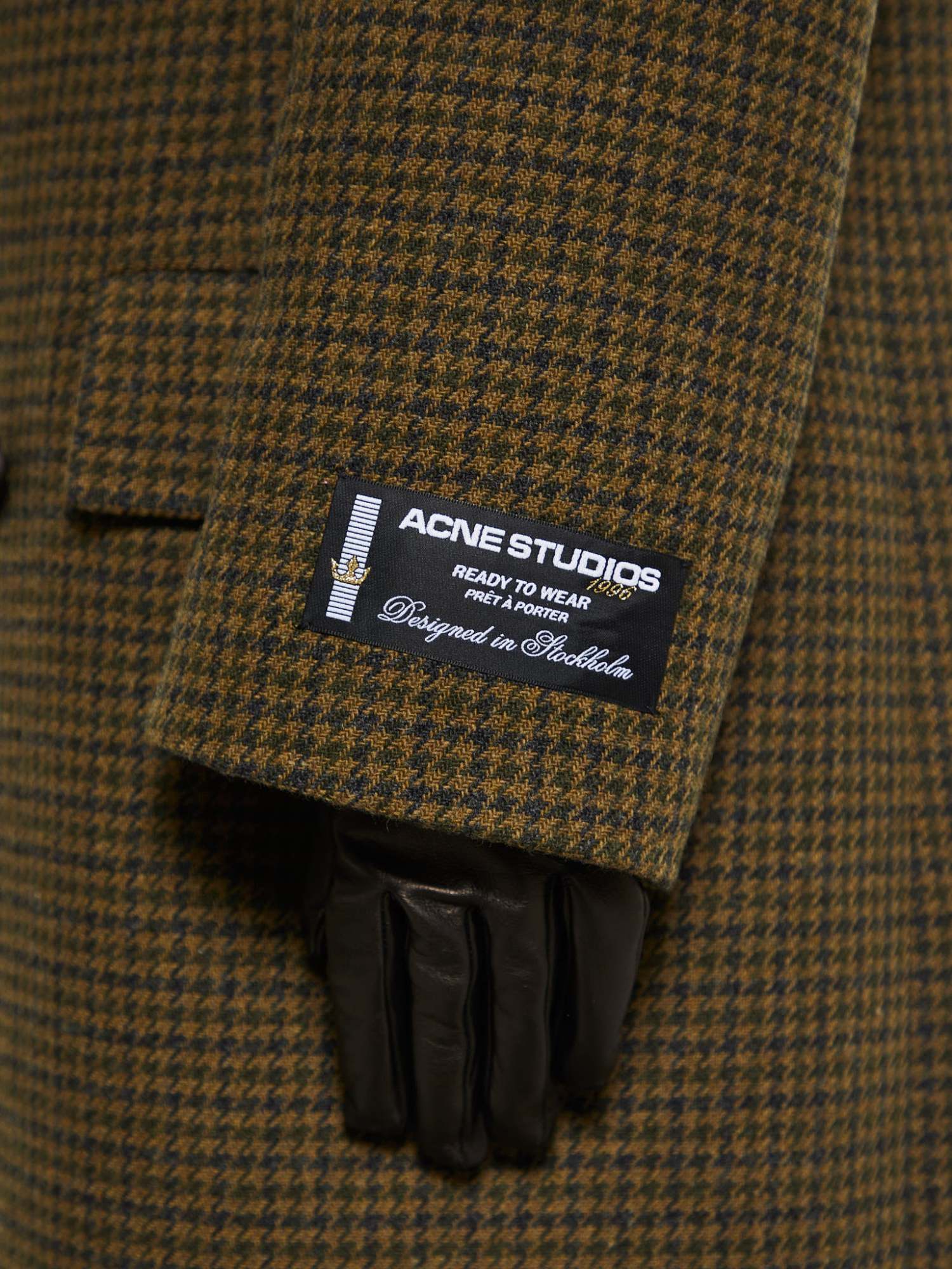 Acne Studios Double-breasted Houndstooth Coat In Brown