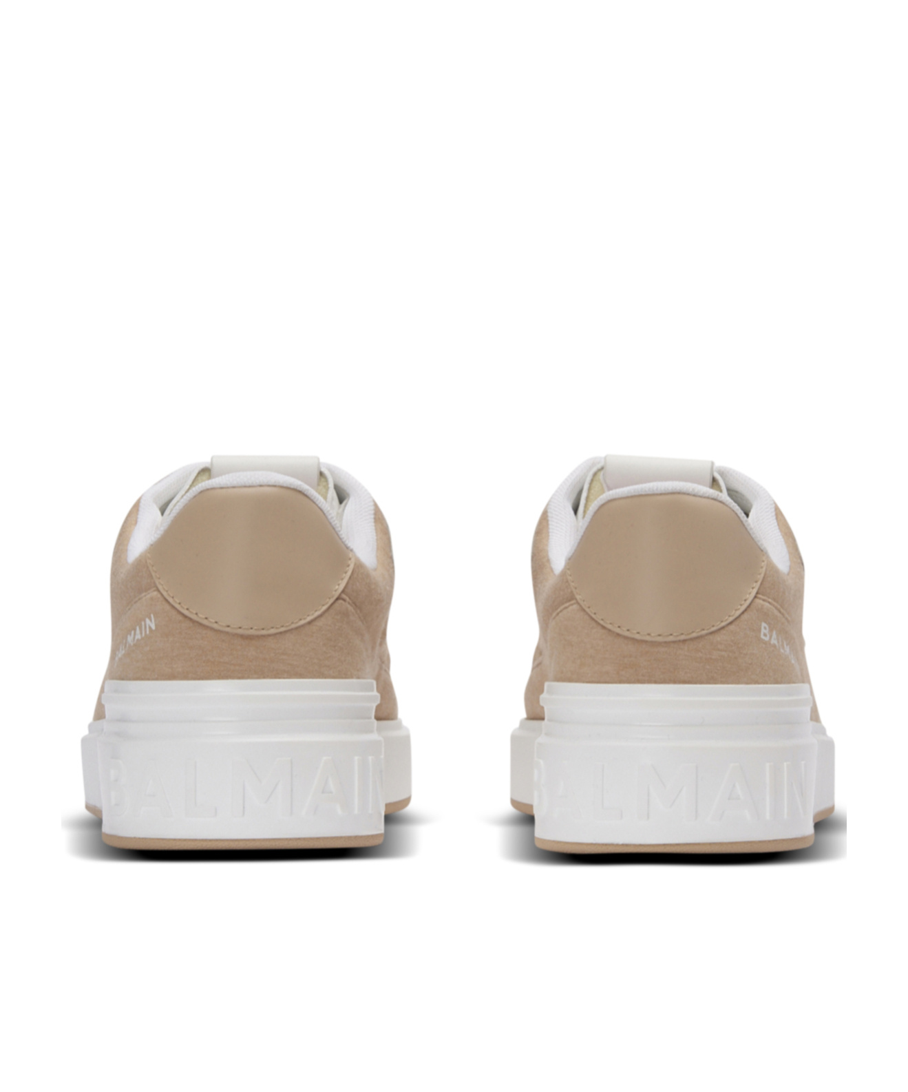 Shop Balmain B-court Skate Trainers In Fleece And Calfskin In White