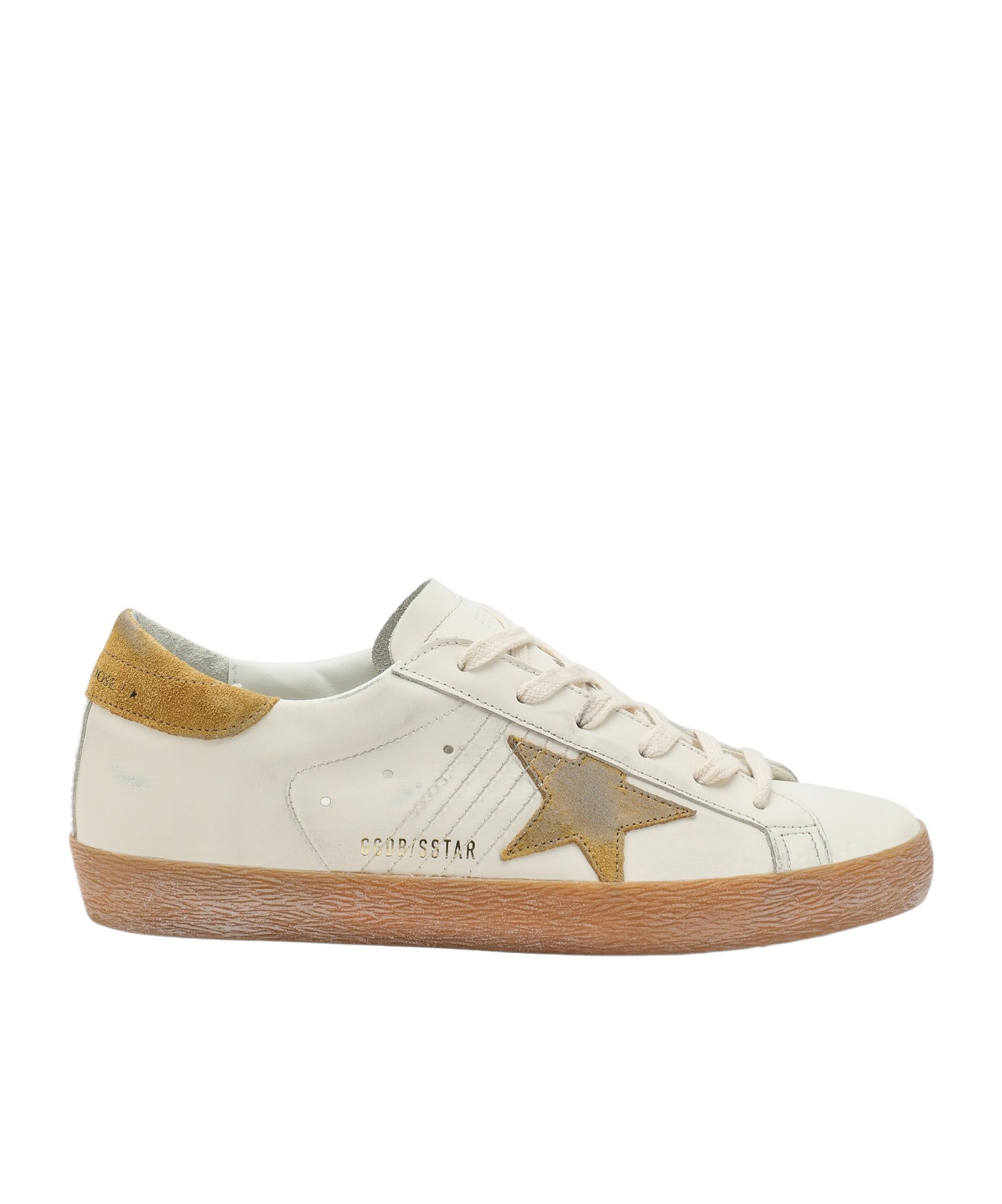 Golden Goose Super Star Leather Upper Toe And Tongue Suede Star And Heel In White
