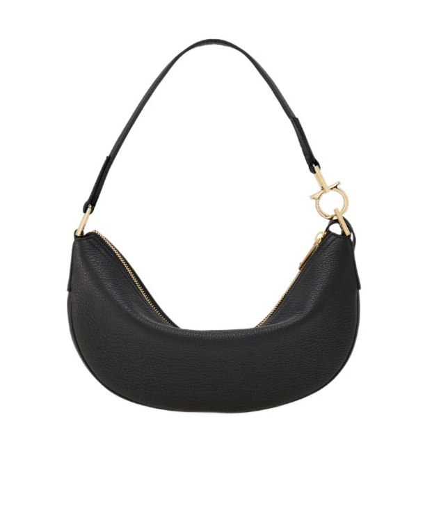 Shop Ferragamo Zippered Shoulder Bag In Black