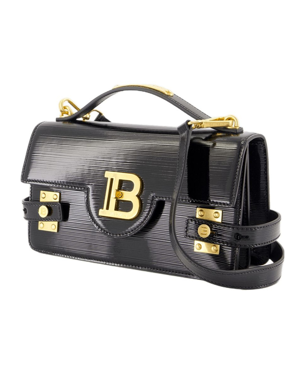 Balmain B-buzz 24 Leather Top Handle Bag In Black