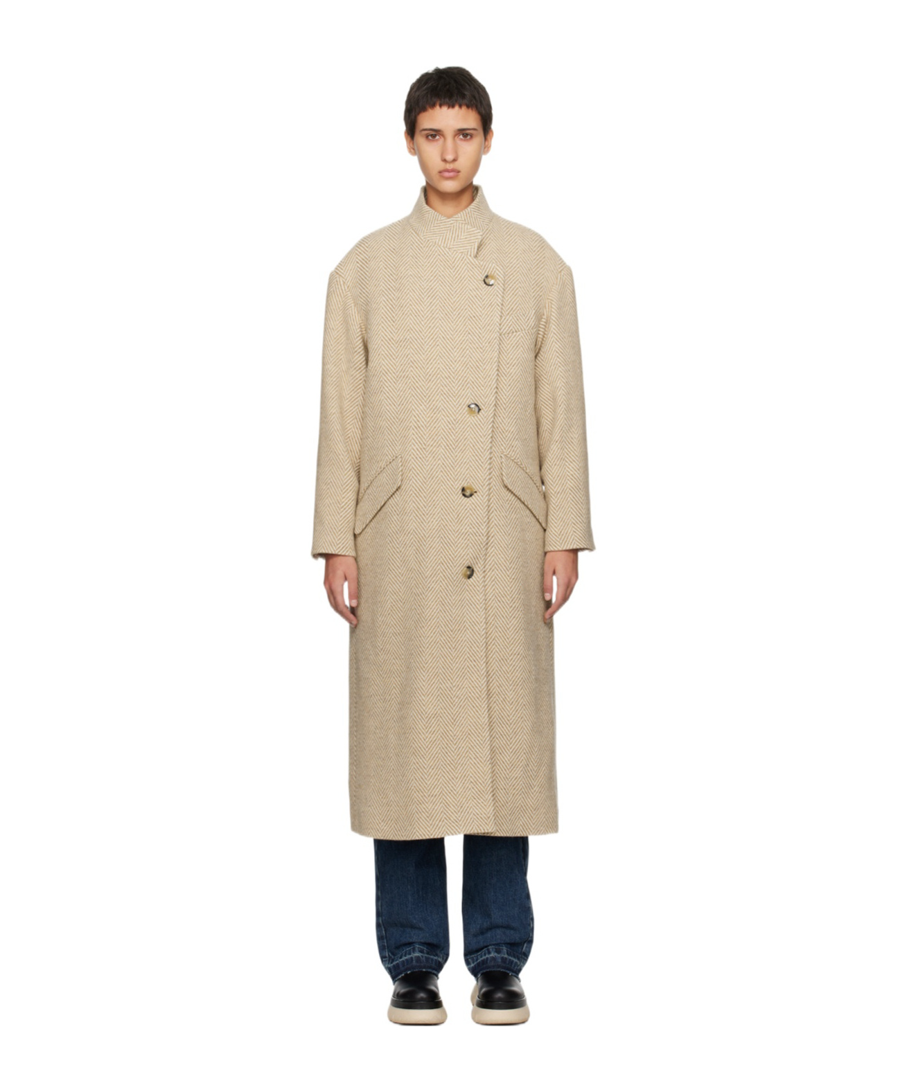 Isabel Marant Étoile Sabine Button Coat In Nude