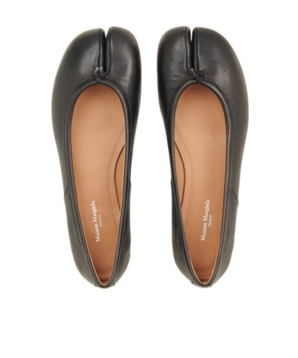 Maison Margiela Black Leather Tabi Ballerinas With Iconic Tabi Split-toe In Black
