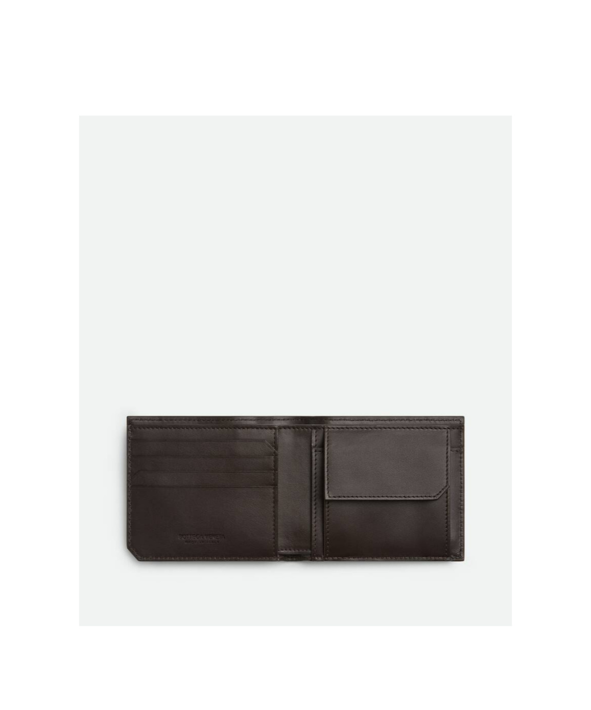Bottega Veneta Small Double Folding Wallet With Change Purse In Black