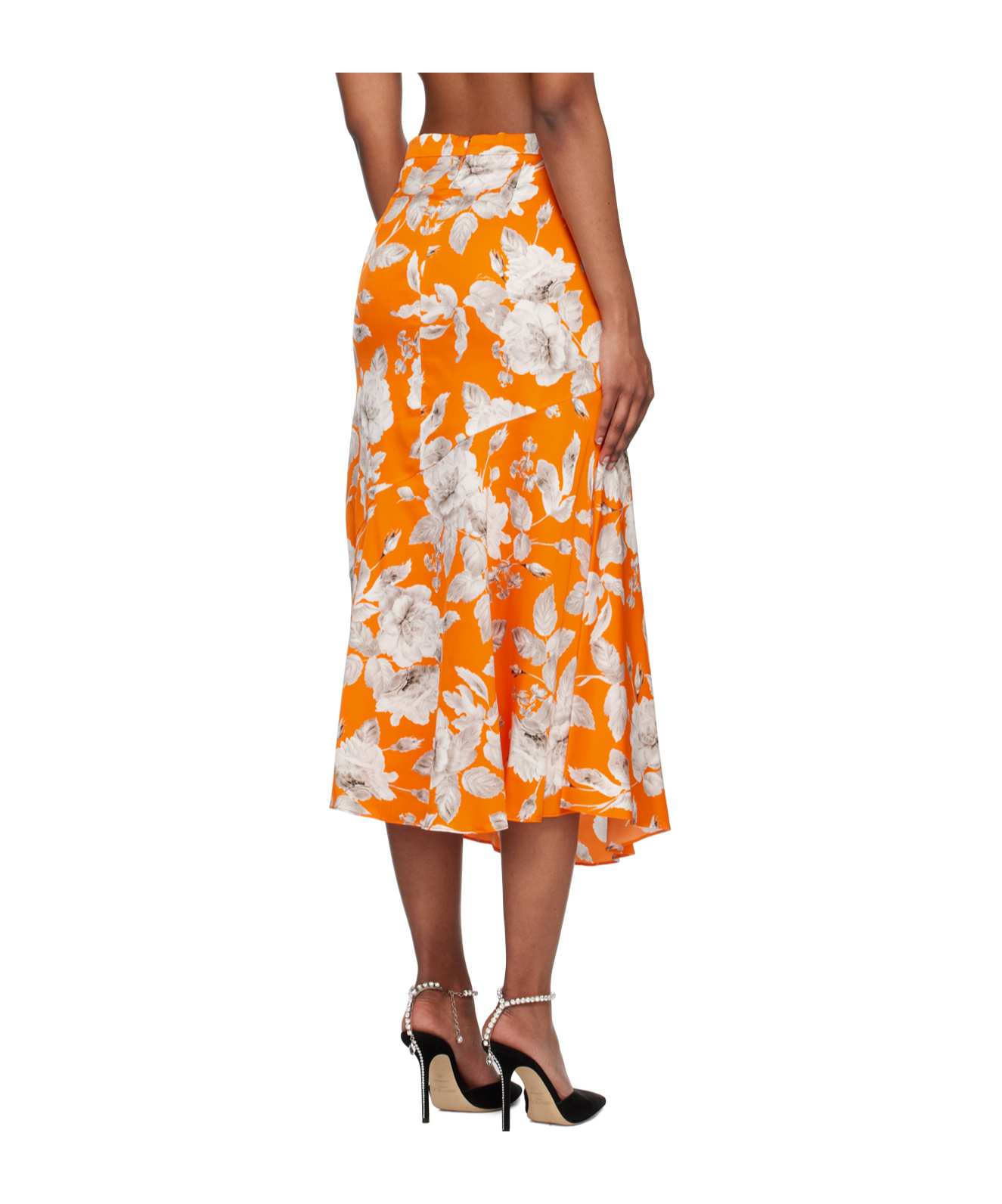 ERDEM FLORAL-PRINT SATIN SKIRT