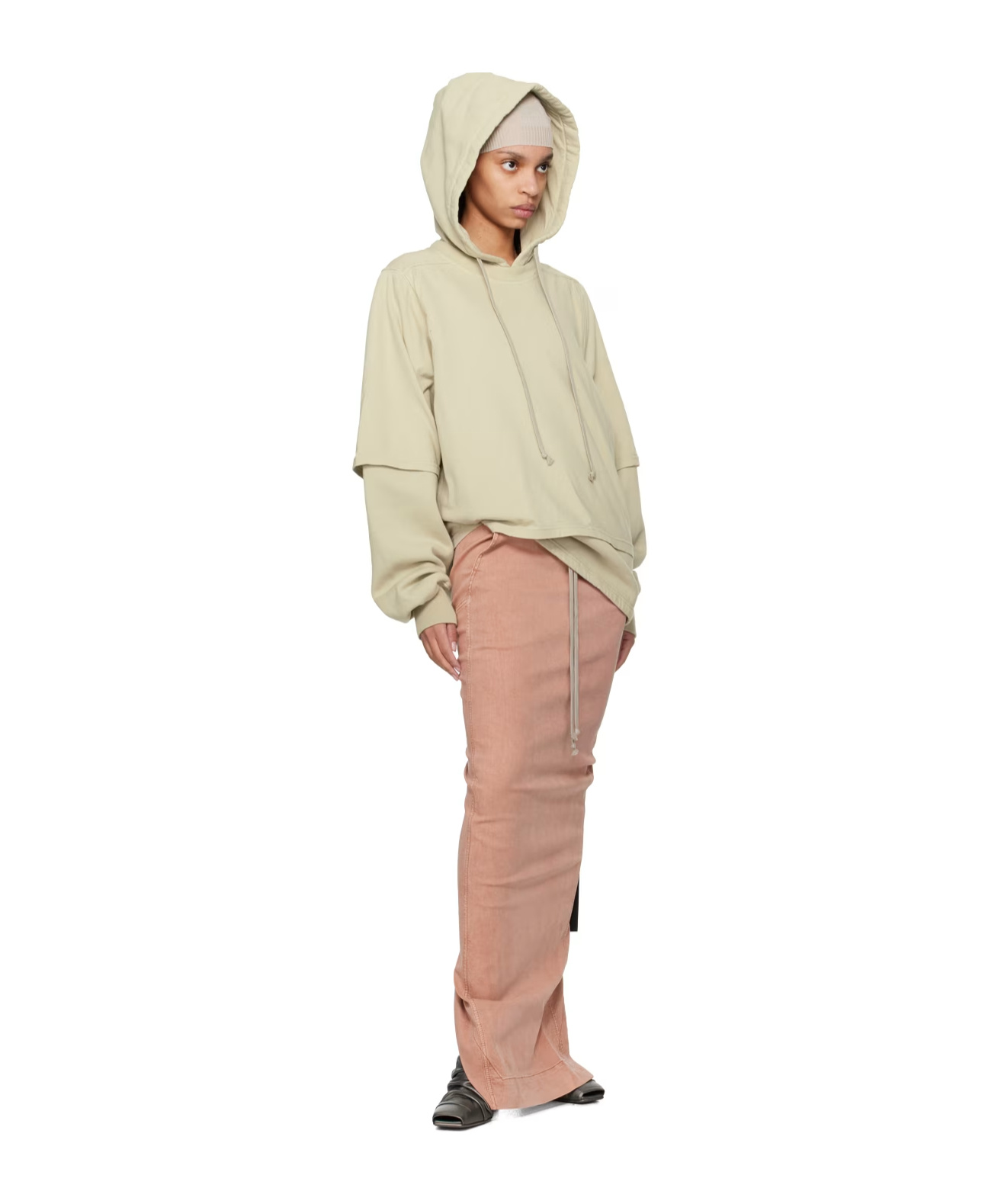 Rick Owens Drkshdw Pink Pull On Pillar Denim Maxi Skirt In Pink