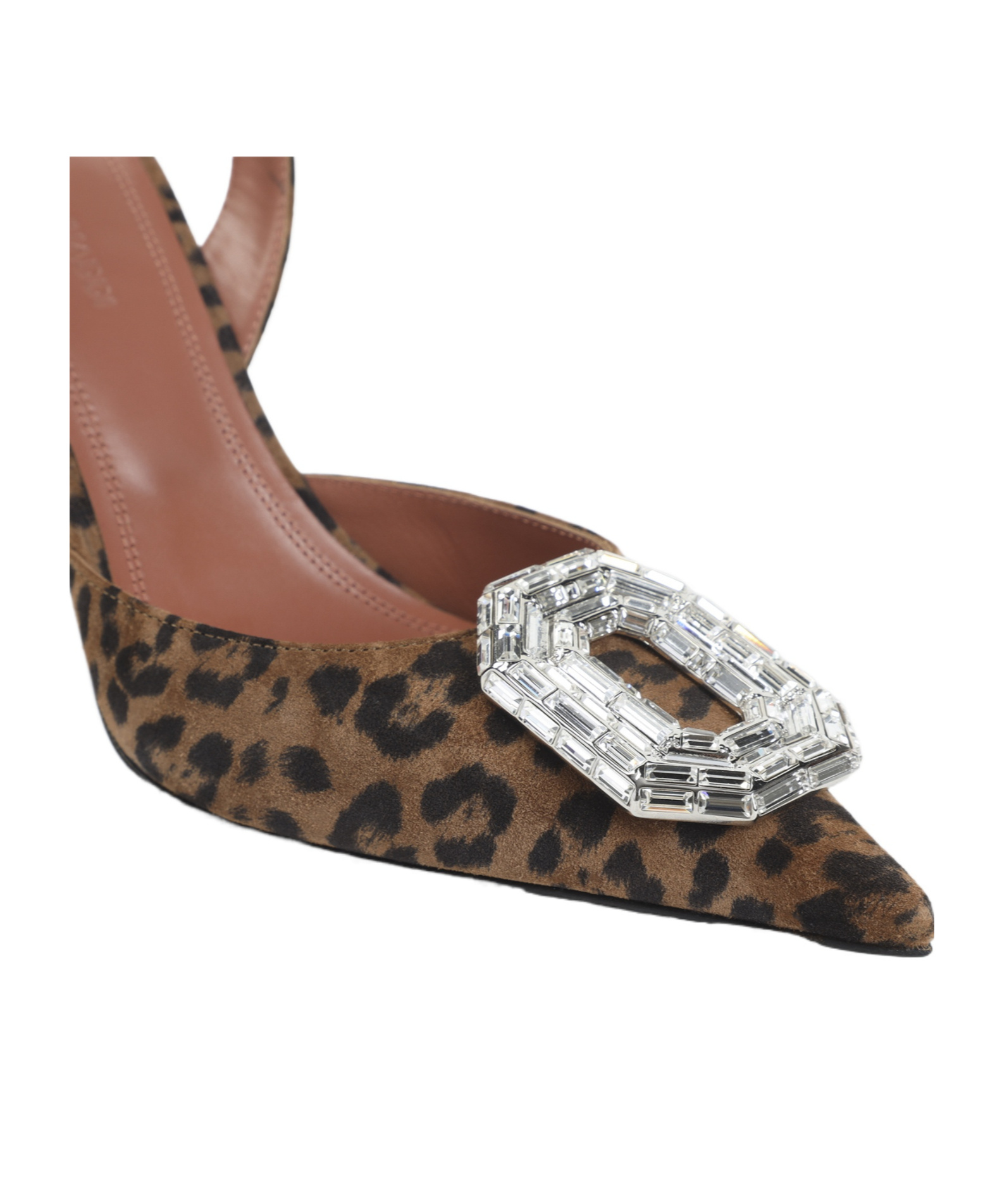 Amina Muaddi Leopard Print Pointed Toe Heels In Brown