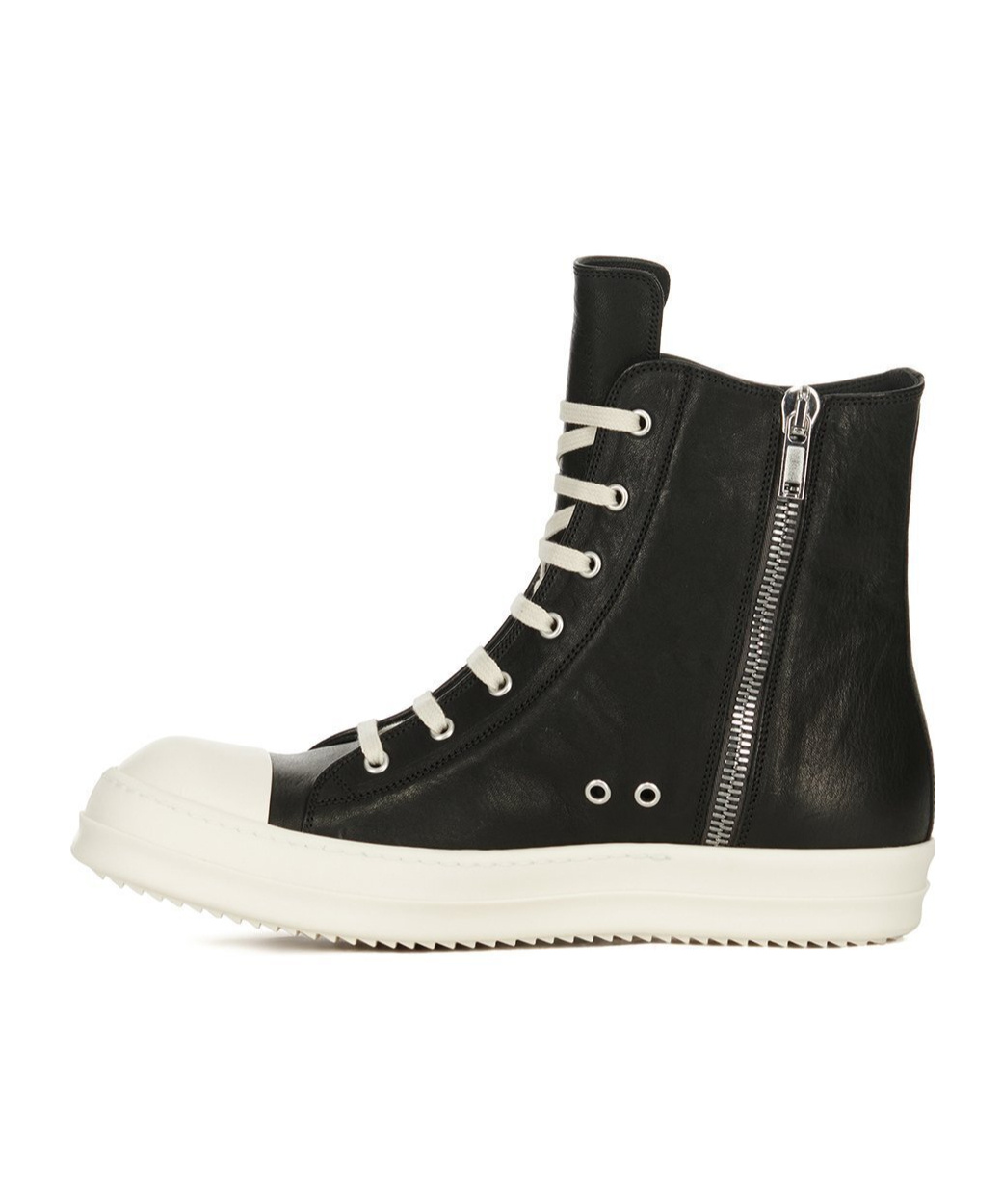 Rick Owens Men Leather High-top Sneakers In Black