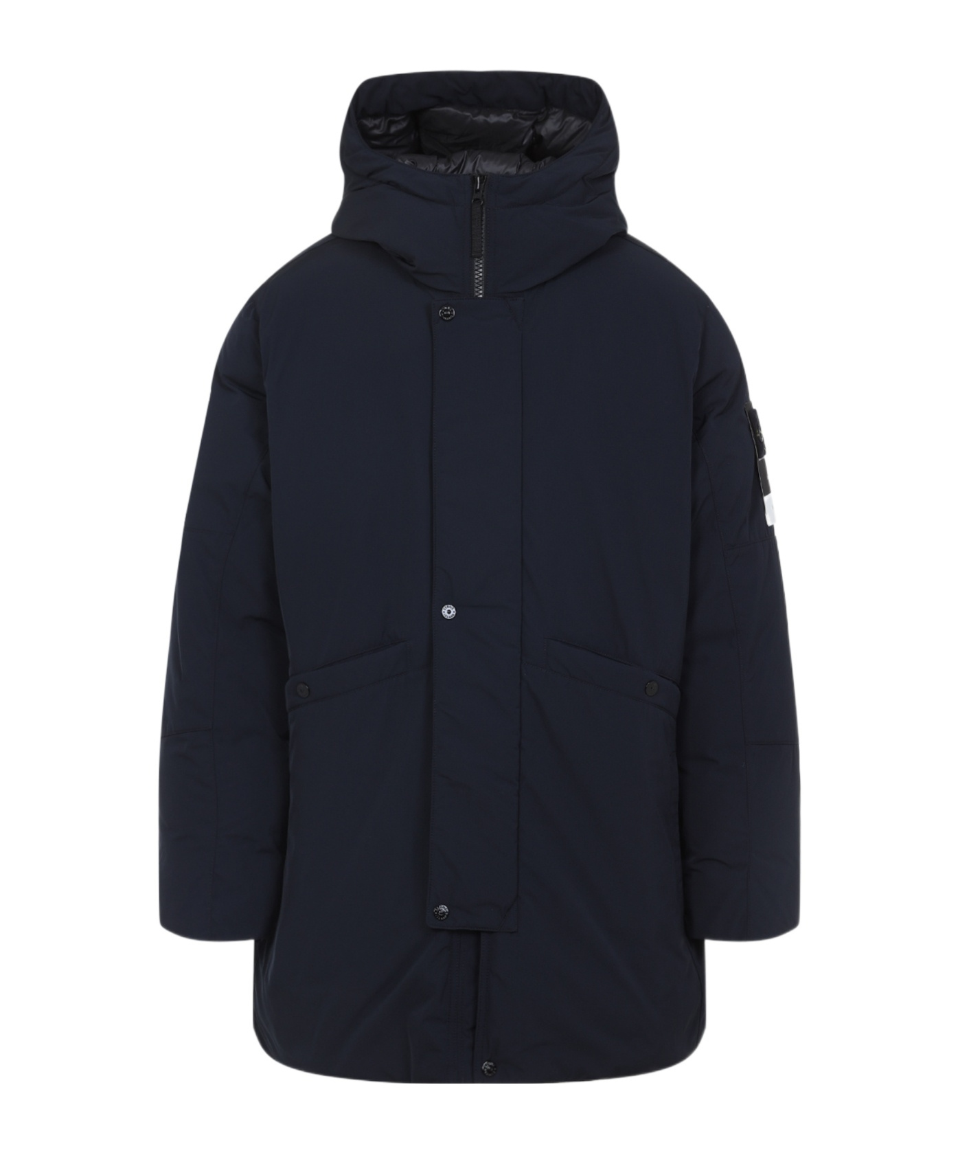 Stone Island Tech Fabric Hooded Parka In Blue