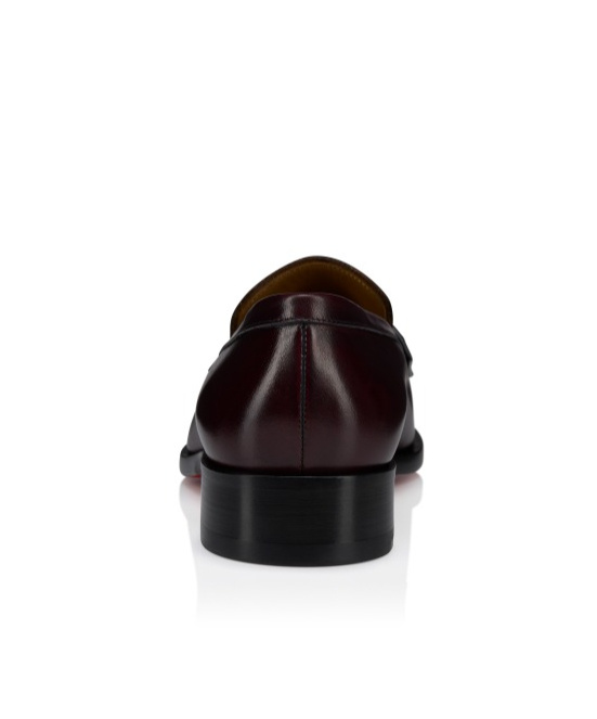 Christian Louboutin Chambelimoc Leather Loafers In Burgundy