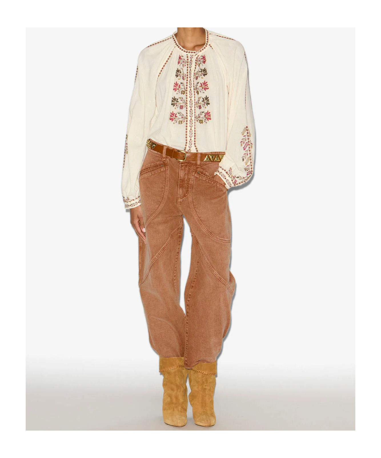 Isabel Marant Tailored Trousers Contrast Stitching In Brown