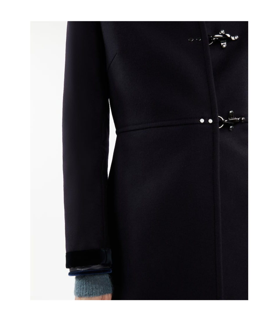 Fay Romantic Coat In Black In Soft Wool Blend Fabric In Black
