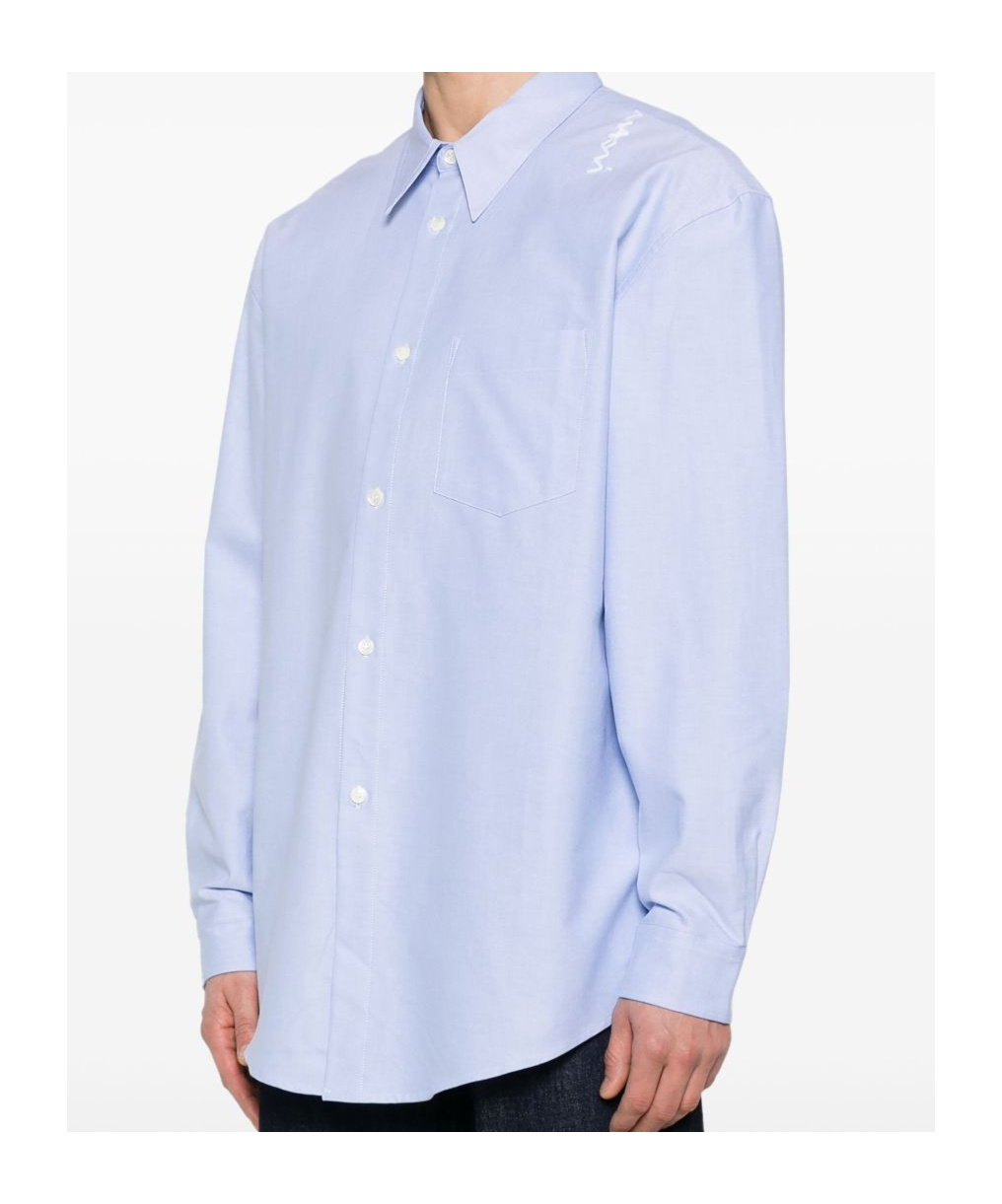 Marni Logo-embroidered Shirt In Blue