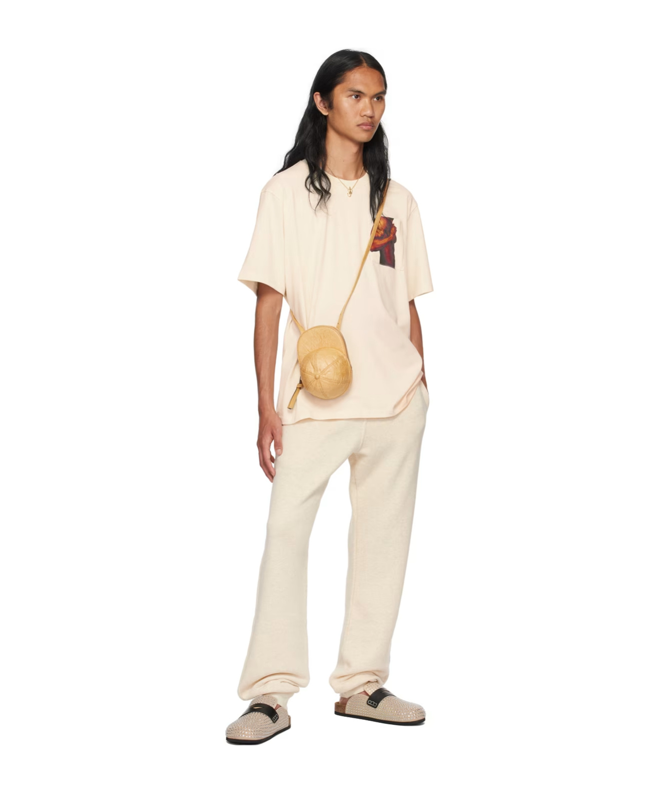 Jw Anderson Off-white Drawstring Sweatpants In Nude