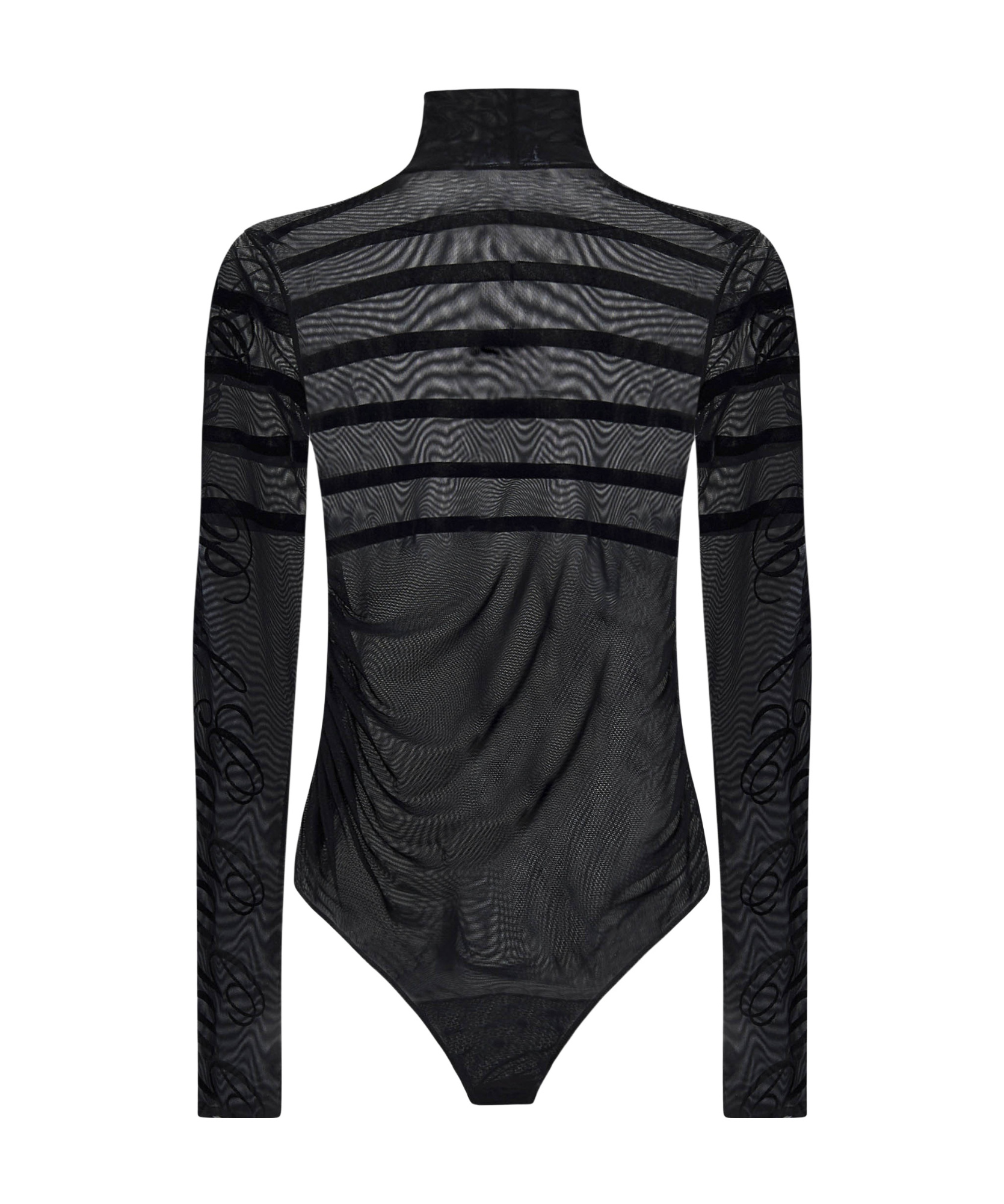 Jean Paul Gaultier Drapped Mesh Body With Flock Gaultier And Mariniere In Black