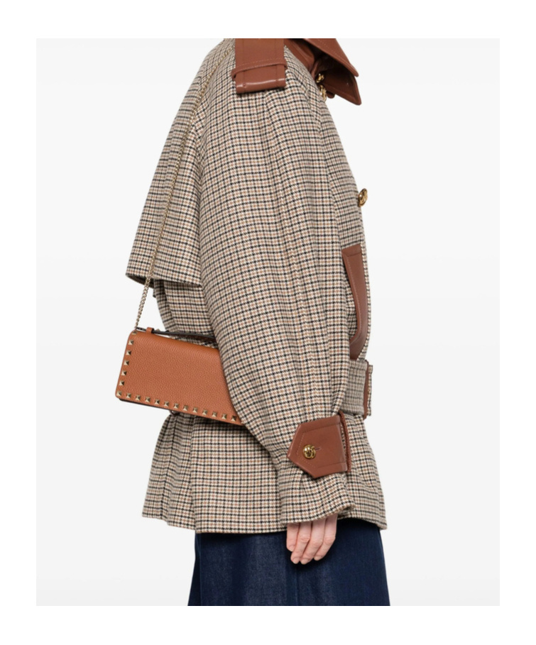 Valentino Stud-embellished Top-handle Mini Bag In Brown