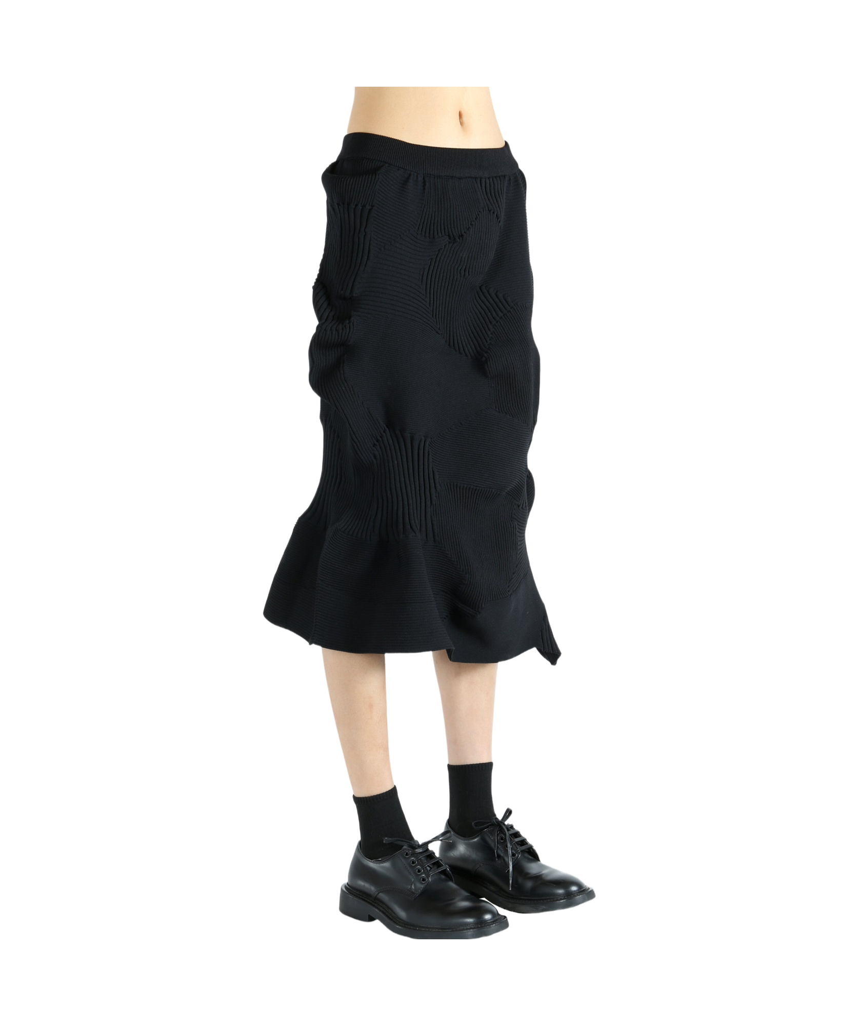 Issey Miyake Kone Kone Knitted Midi Skirt In Black