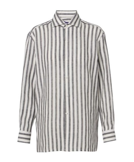 Ralph Lauren Capri Striped Linen Shirt In Gray