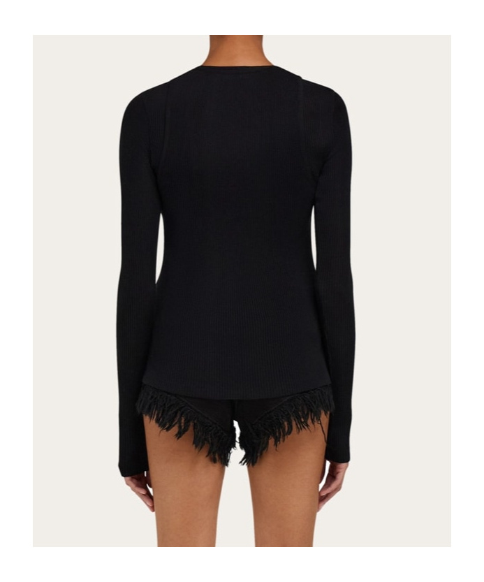 Ferragamo Shaped Neckline Sweater Sweaters And Cardigans Black In Black