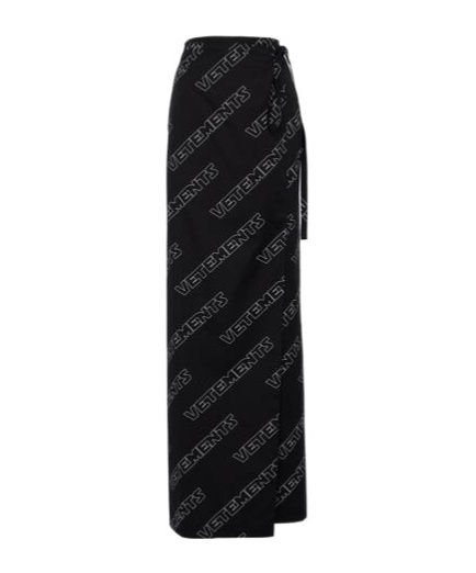 Vetements Logo Cotton Wrap Skirt In Black