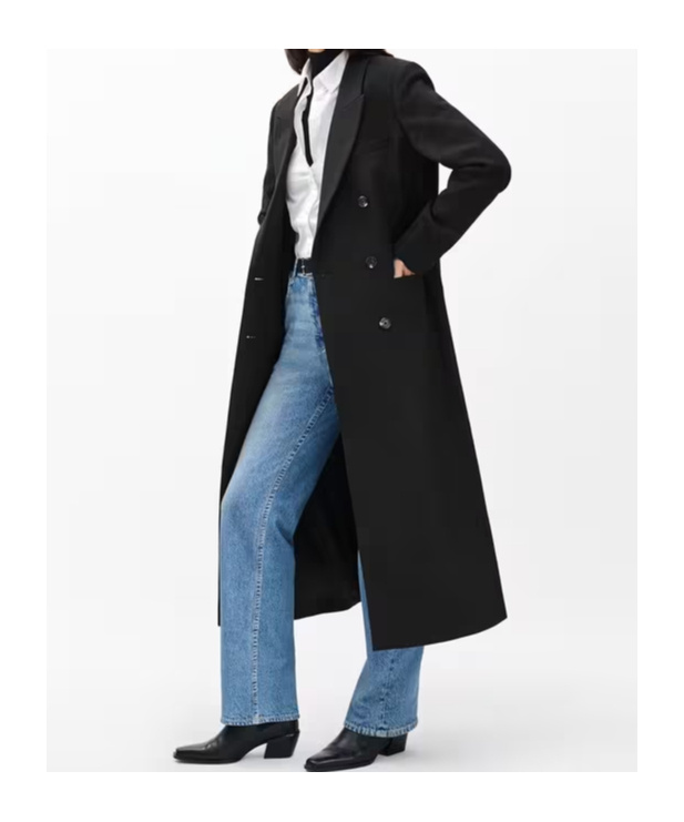 Rag & Bone Vasso Double Breasted Wool Blend Coat In Black