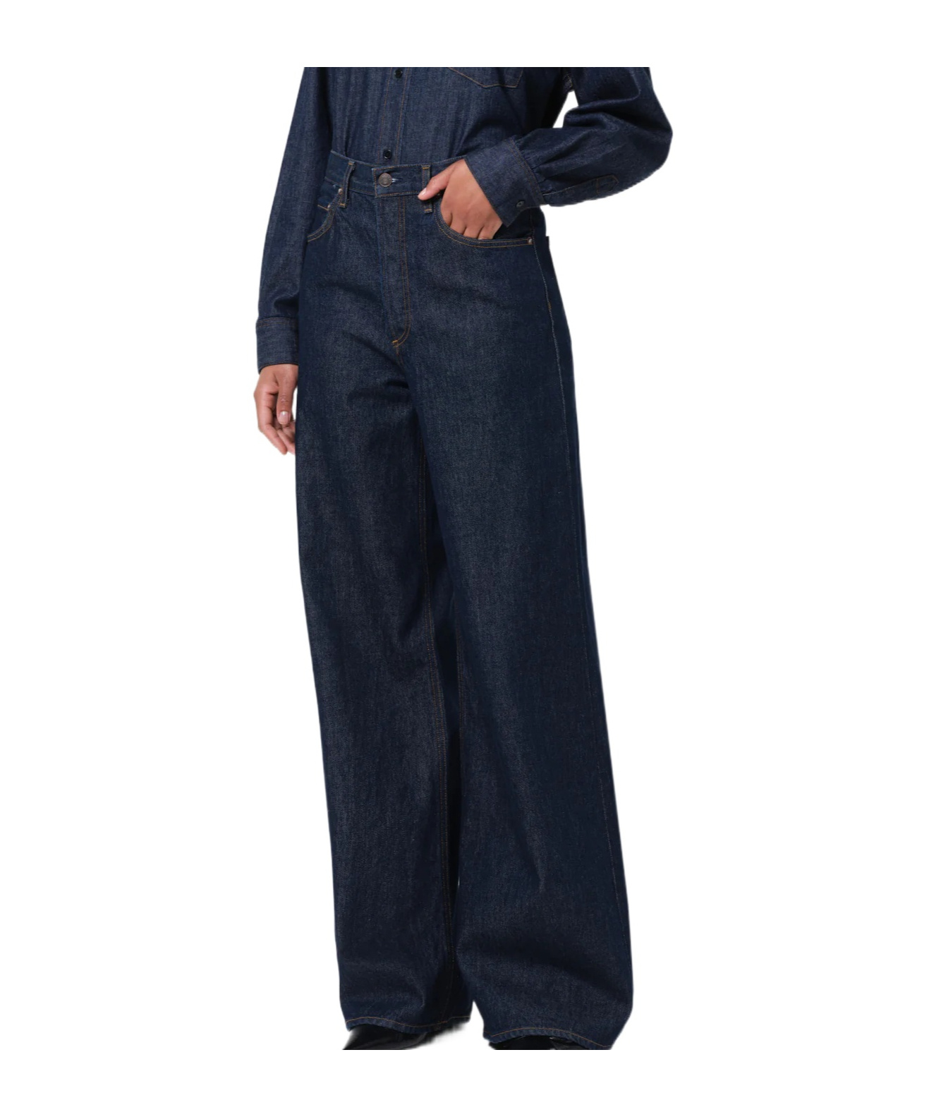 Agolde High-waisted Wide-leg Jeans In Black