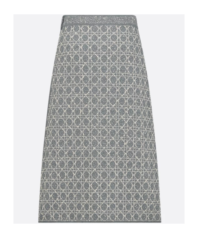 Dior High Waist Geometric Pattern Skirt With Side Button Detail In Gray