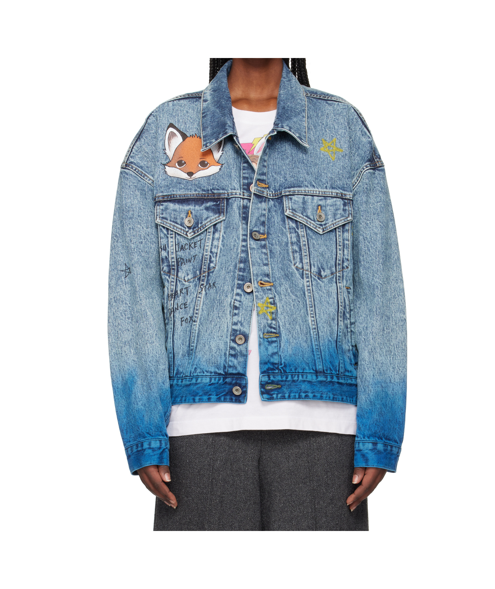 Doublet Anime Hand-printing Denim Jacket In Blue