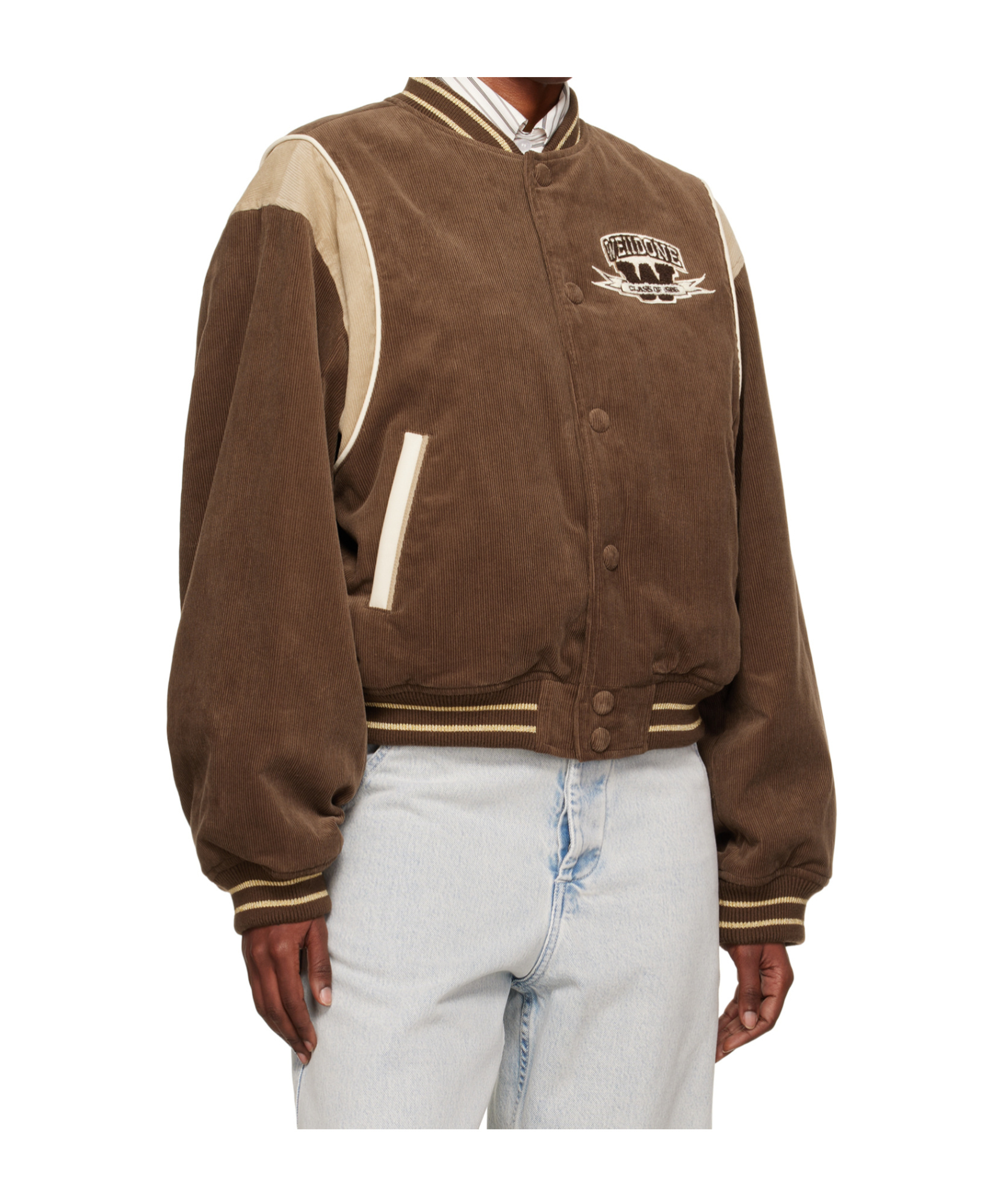 We11 Done Brown College Corduroy Varsity Jacket In Brown