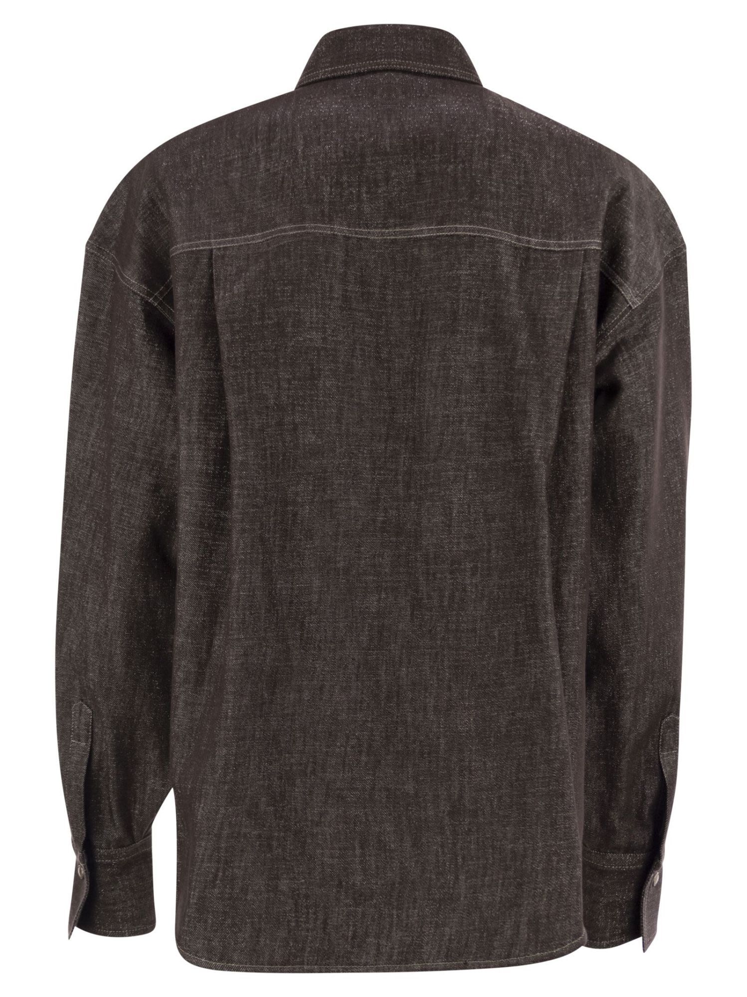 Brunello Cucinelli Long Sleeve Denim Shirt In Brown