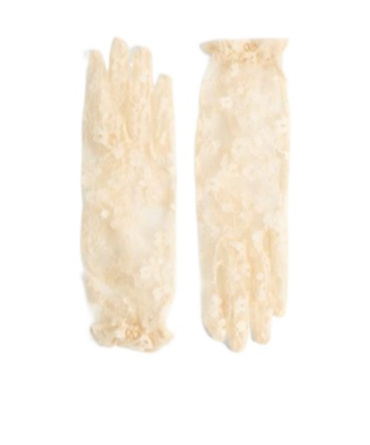 Valentino Garavani Vlogo Signature Butter-coloured Lace Gloves In Yellow