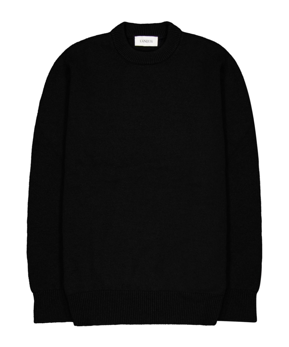 Laneus Relaxed Fit Polo Knitwear In Luxurious Wool-cashmere Blend In Black