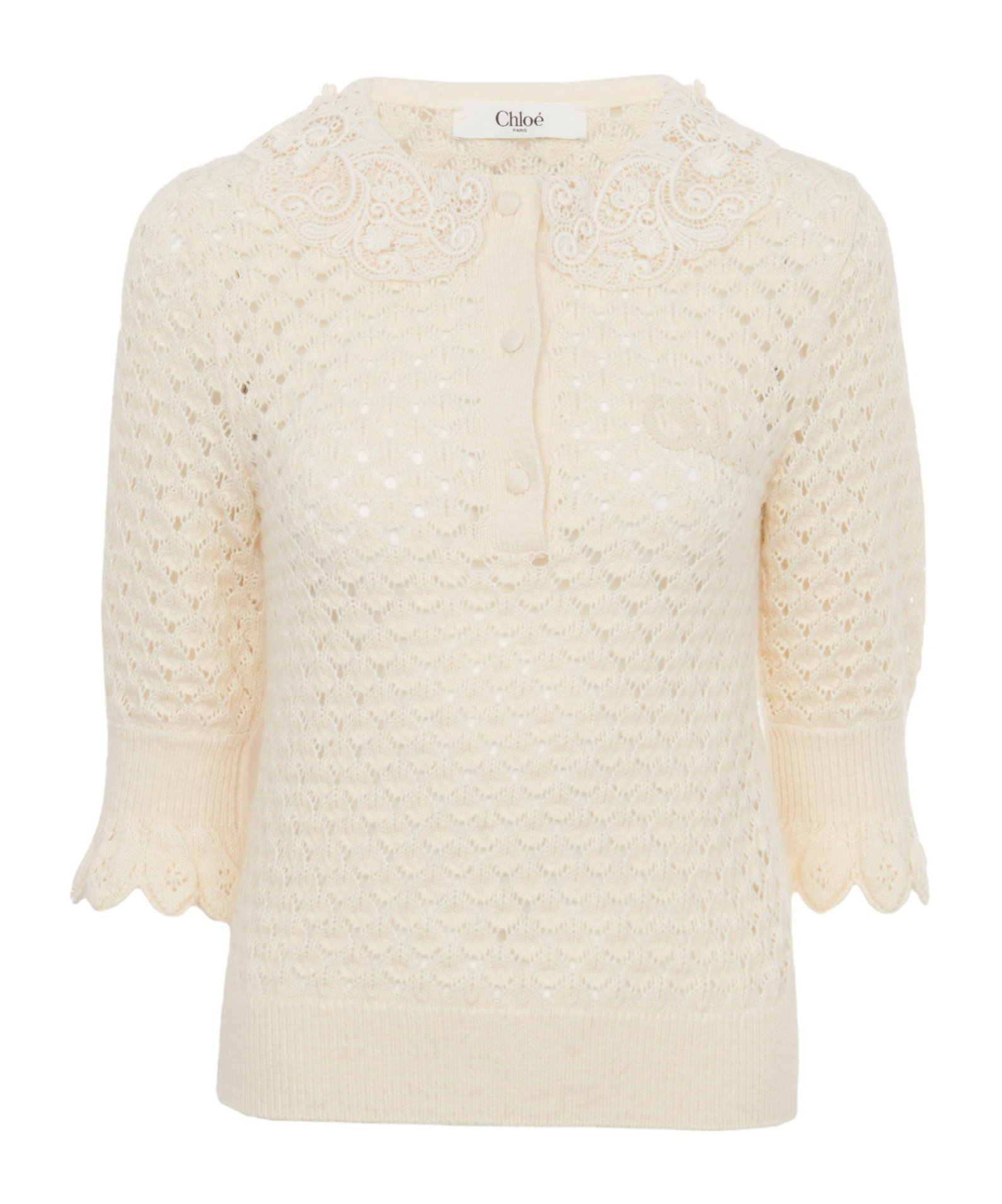 Chloé Pointelle Knit Sweaters And Cardigans White In Yellow