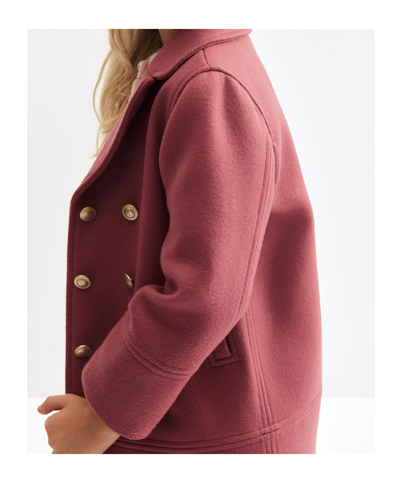 Dior Wool Long-sleeved Coat In Pink