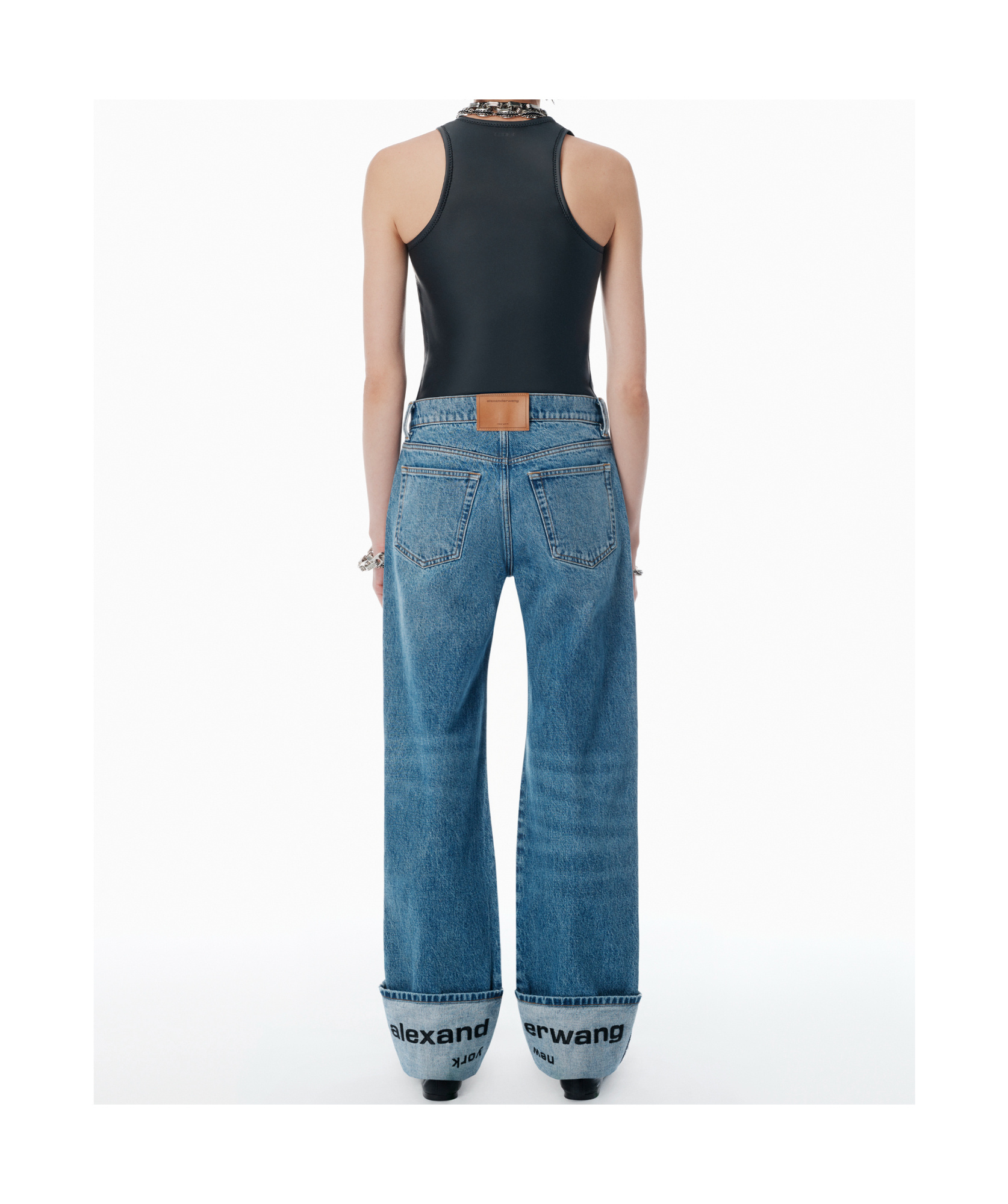 Alexander Wang Indigo Logo-embroidered Mid-rise Jeans In Blue