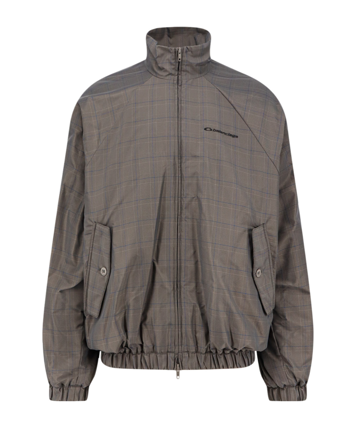 Balenciaga Sporty Jacket With High Collar And Pockets In Gray