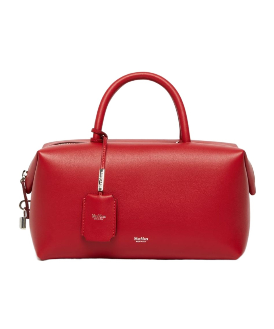 Shop Max Mara Natural Leather Satchel Bag In Red